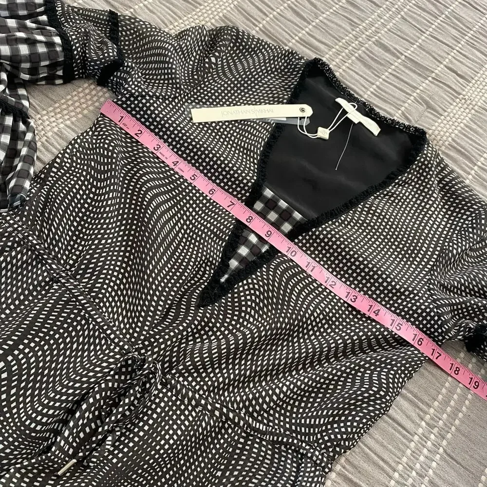 Jonathan Simkhai Dress Mixed Media Black White silk Blend Size XS Romance Flowy - Picture 5 of 10